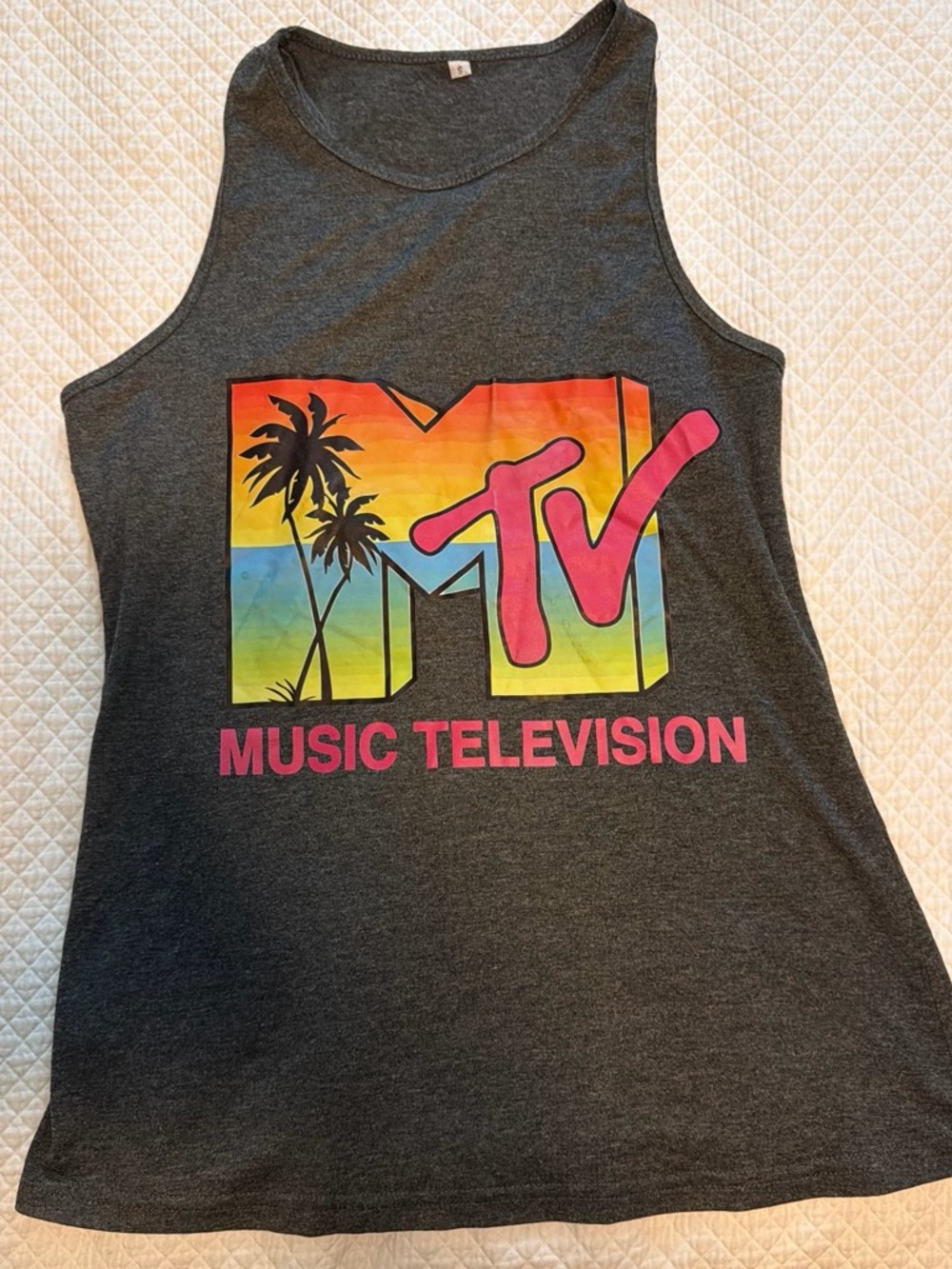 MTV Women’s Gray Tank Top with Rainbow Logo